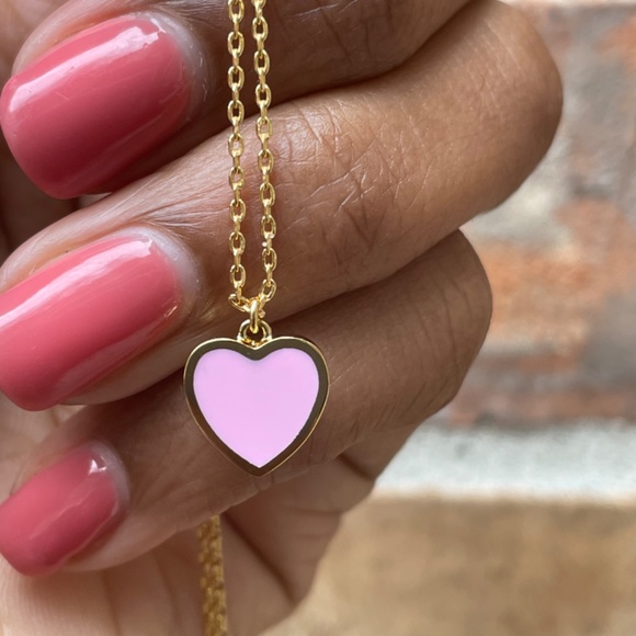 Pink and Gold Heart Necklace - Picture 3 of 3